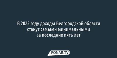 В 2025 году доходы Белгородской области станут самыми минимальными за последние пять лет