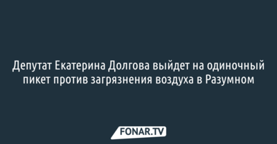 Депутат Екатерина Долгова выйдет на одиночный пикет против загрязнения воздуха в Разумном