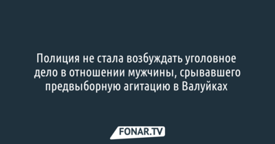 Валуйская полиция завершила проверку по факту задержания мужчины, срывавшего предвыборную агитацию