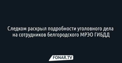 Следком прокомментировал уголовное дело на сотрудников белгородского МРЭО ГИБДД