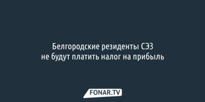 Белгородские резиденты СЭЗ не будут платить налог на прибыль