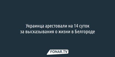 Украинца арестовали на 14 суток за высказывания о жизни в Белгороде