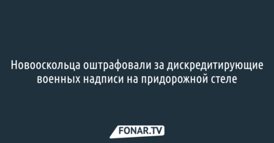Новооскольца оштрафовали за дискредитирующие военных надписи на придорожной стеле