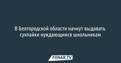 В Белгородской области начнут выдавать сухпайки нуждающимся школьникам