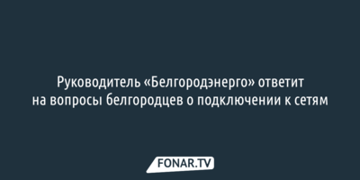 Руководитель «Белгородэнерго» ответит на вопросы белгородцев о подключении к сетям