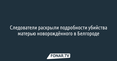 Следователи раскрыли подробности убийства новорождённого в Белгороде