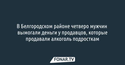 В Белгородском районе четверо мужчин вымогали деньги у продавцов, которые продавали алкоголь подросткам [видео]