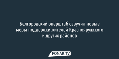 Белгородский оперштаб озвучил меры поддержки жителей Краснояружского и других районов