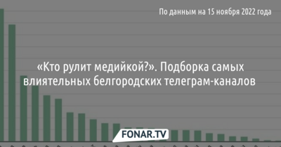 «Кто рулит медийкой?». Подборка самых влиятельных белгородских телеграм-каналов [на 15.11.2022]
