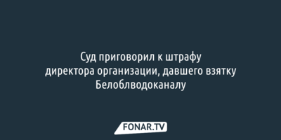 Суд оштрафовал директора компании, давшего взятку сотруднику «Белоблводоканала»