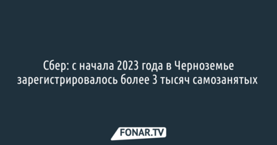 Сбер: с начала 2023 года в Черноземье зарегистрировалось более 3 тысяч самозанятых 