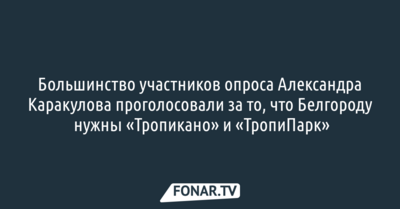 Александр Каракулов обнародовал результаты опроса о будущем Центрального парка Белгорода