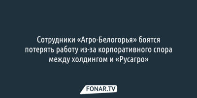 Сотрудники «Агро-Белогорья» обратились к губернатору Вячеславу Гладкову