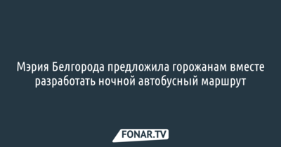 Мэрия Белгорода предложила горожанам вместе разработать ночной автобусный маршрут