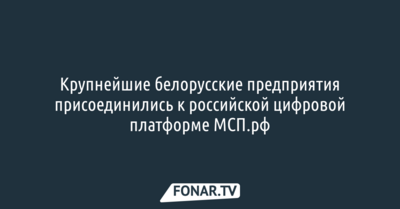 Крупнейшие белорусские предприятия присоединились к российской цифровой платформе МСП.рф