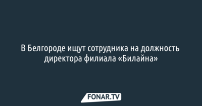 В Белгороде ищут, кто хочет стать директором филиала «Билайна»