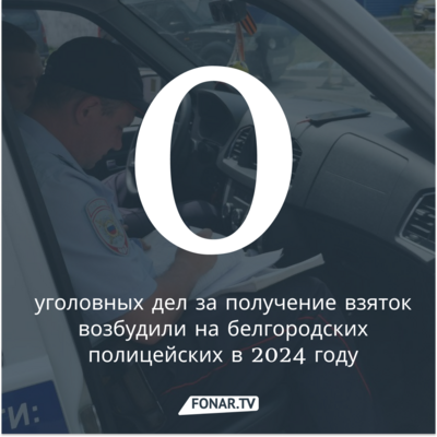 УМВД: В Белгородской области за год ни одного полицейского не склонили к взятке