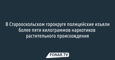 В Старооскольском горокруге полицейские изъяли более пяти килограммов наркотиков