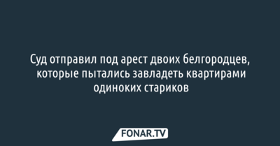 Суд отправил под арест двоих белгородцев, которые пытались завладеть квартирами одиноких стариков