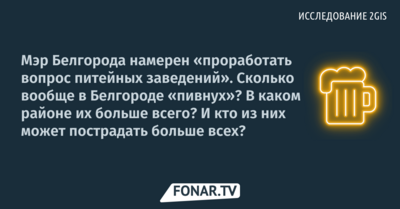 Мэр Белгорода намерен «проработать вопрос питейных заведений». Сколько вообще у нас «пивнух»?