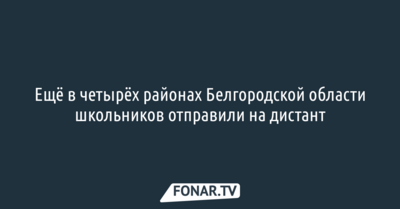 Ещё в четырёх районах Белгородской области школьников отправили на дистант