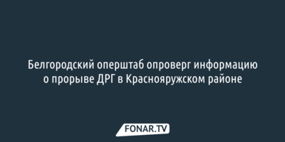 Белгородский оперштаб: ДРГ не прорвалась в Краснояружском районе
