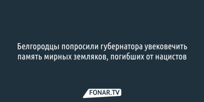 Вячеслава Гладкова попросили увековечить память погибших «от рук европейских и американских нацистов»