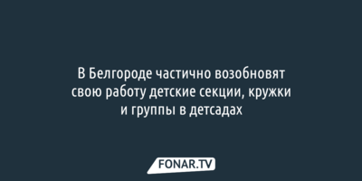В Белгороде частично возобновят свою работу детские секции, кружки и группы в детсадах