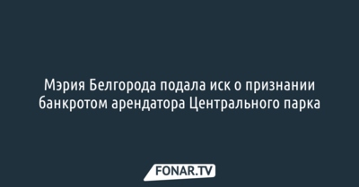 Мэрия Белгорода подала иск о признании банкротом арендатора Центрального парка