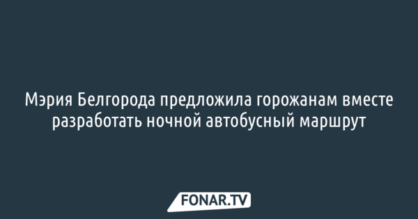 Мэрия Белгорода предложила горожанам вместе разработать ночной автобусный маршрут