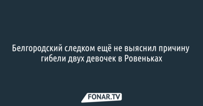 Белгородский Следком до сих пор не выяснил причину гибели двух девочек в Ровеньках